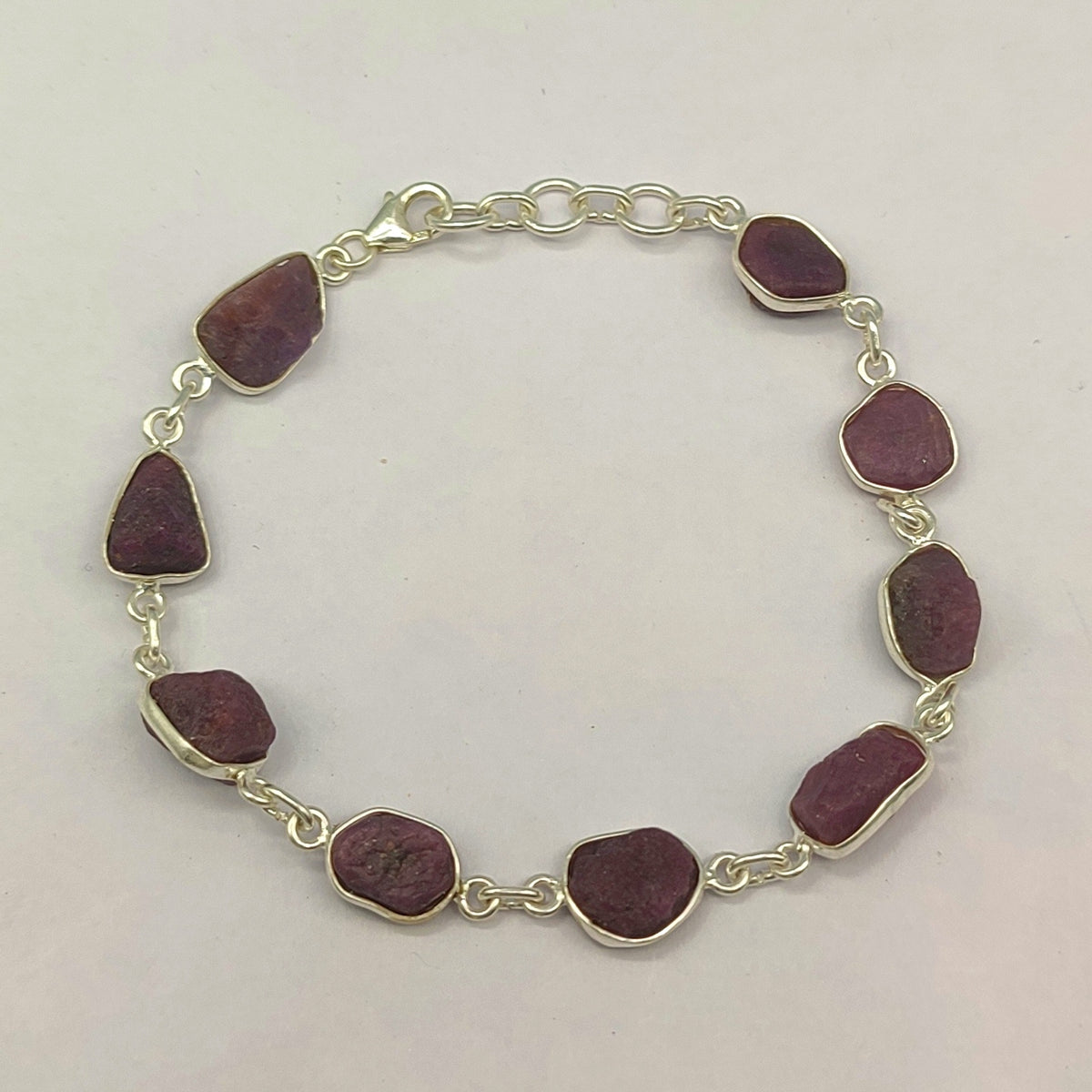 Rough Stone Ruby Bracelet Natural Gemstone 925 Silver