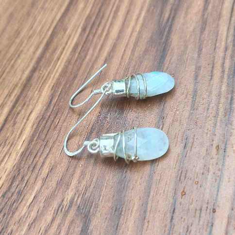 Wirewrapped Moonstone Earring In 925 Silver
