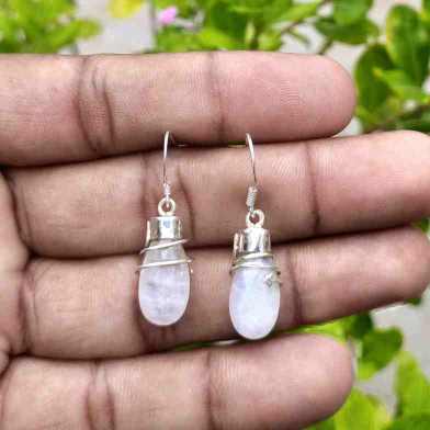 Wirewrapped Moonstone Earring In 925 Silver