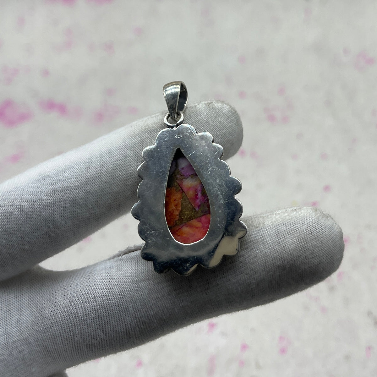 Spiny Oyster Turquoise 925 Sterling Silver Pendant – Handmade Artisan Pendant