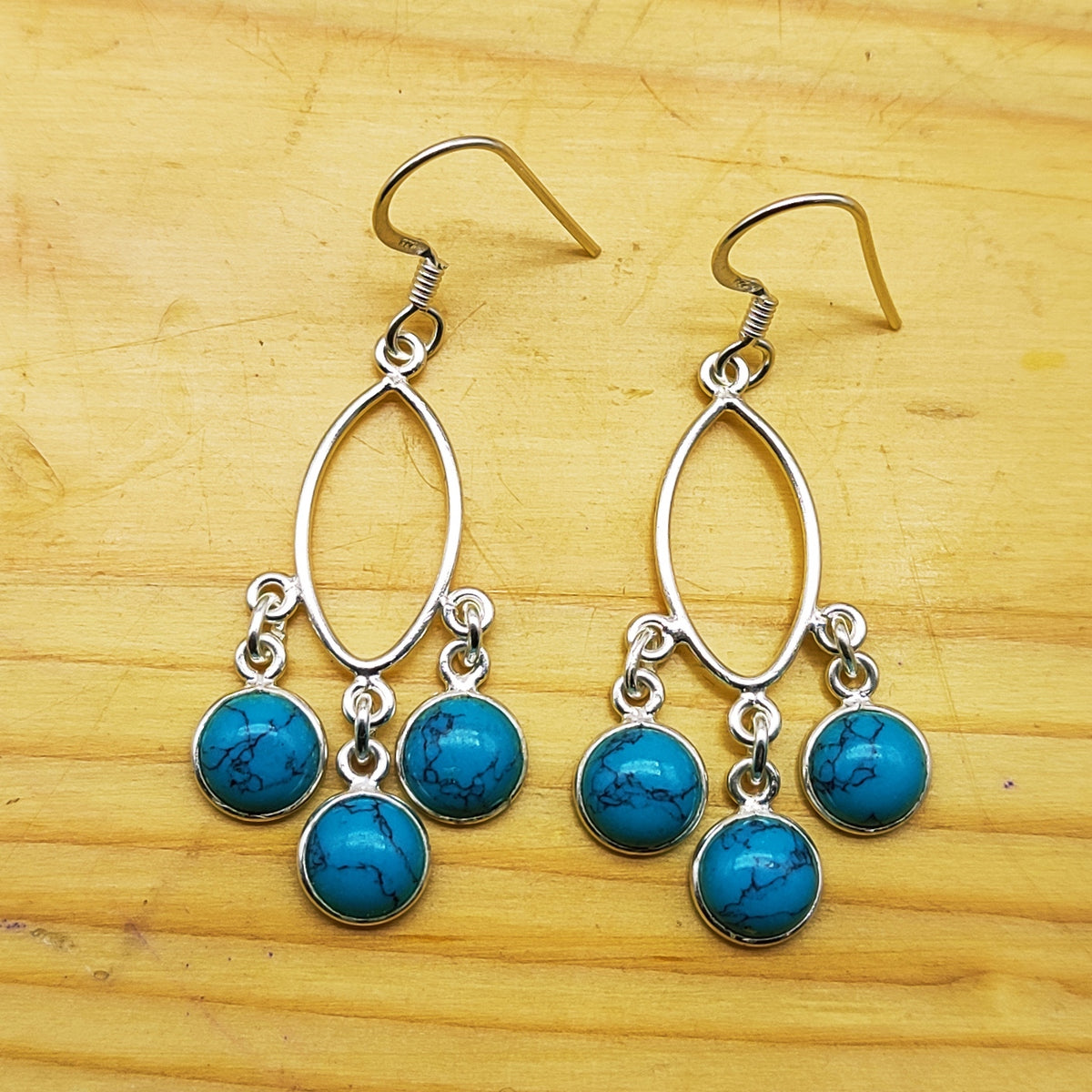 Turquoise Silver Dangle Earrings – Elegant Minimalist Design