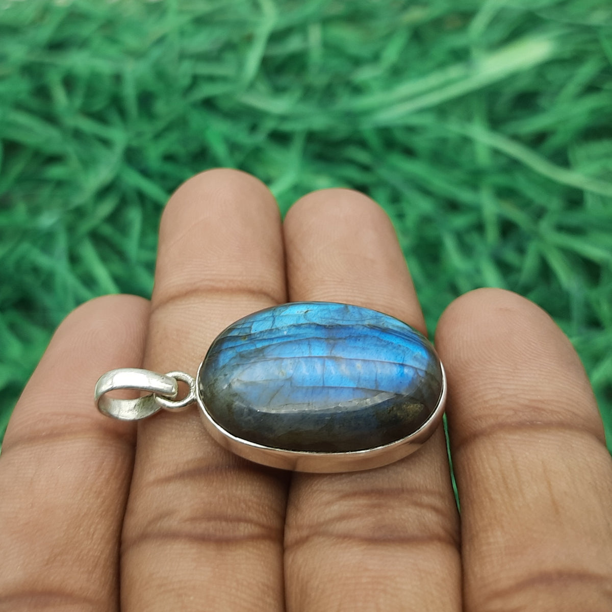 925 Sterling Silver Labradorite Pendant – Natural Gemstone Handmade Boho Statement Jewelry