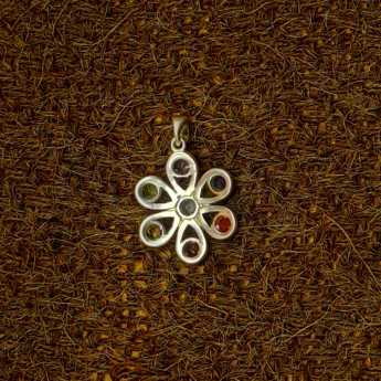 7 Chakra Flower Design 925 Silver Boho Necklace Handmade Pendant