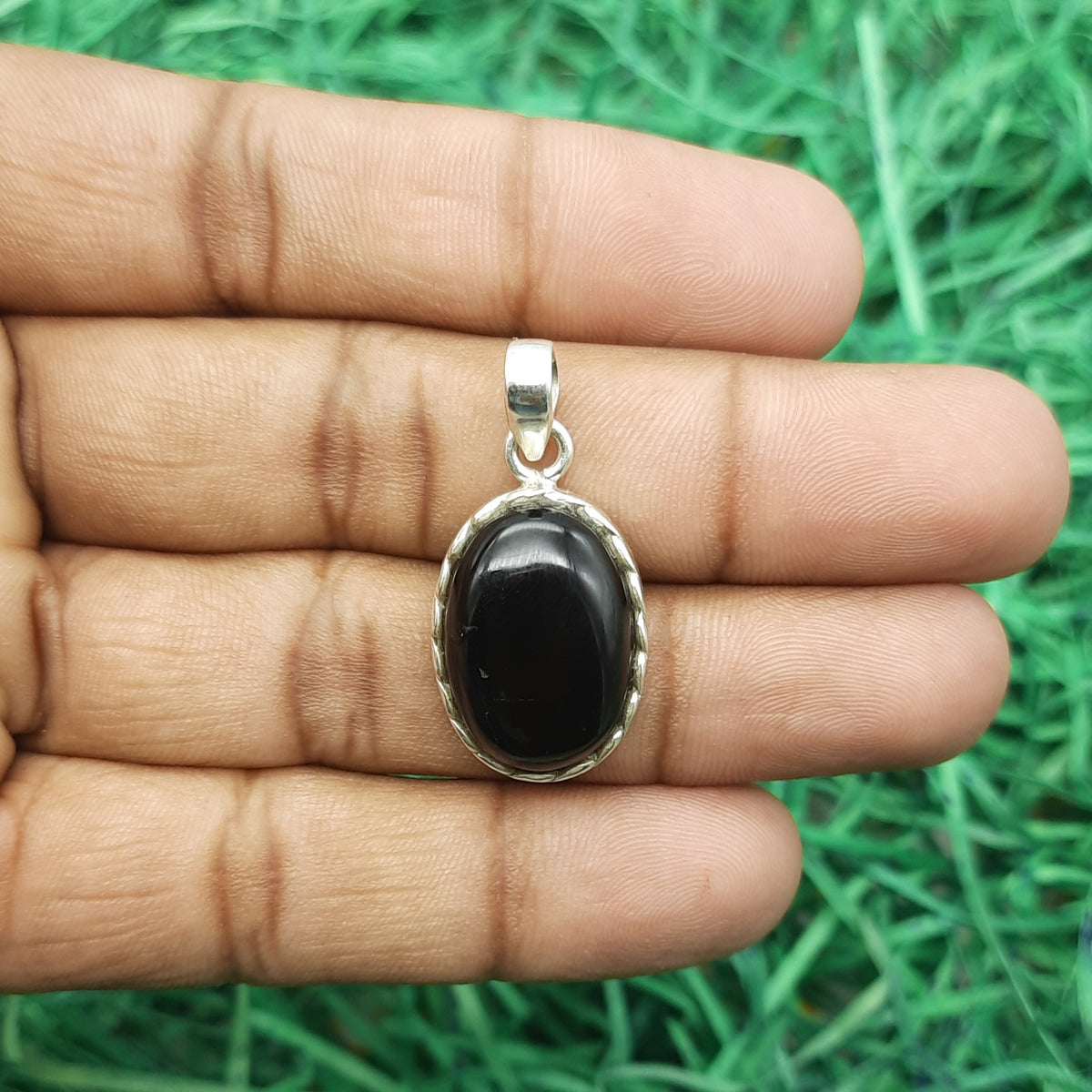925 Sterling Silver Black Onyx Pendant – Natural Gemstone Nepali Handmade Bohemian Jewelry