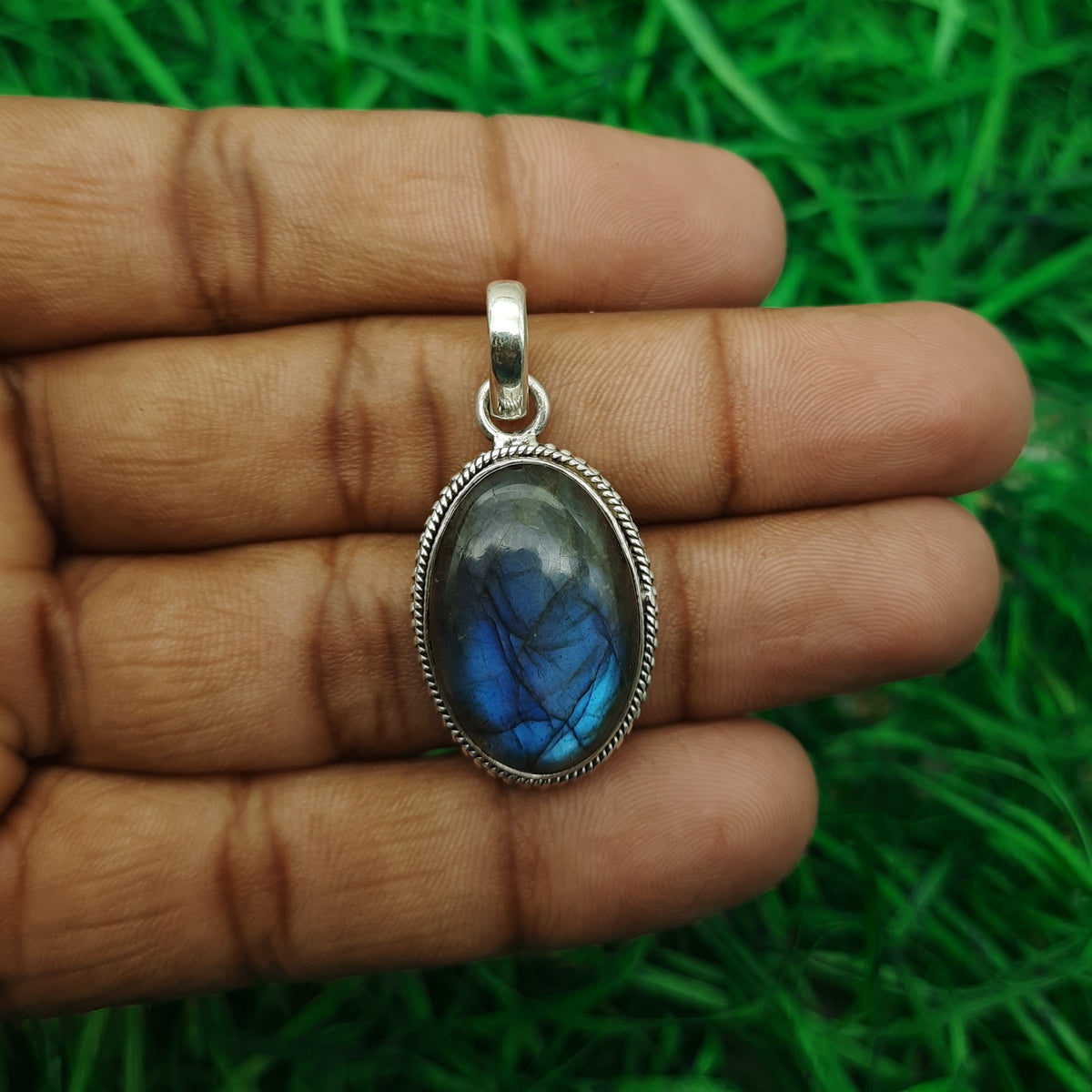 925 Sterling Silver Labradorite Pendant – Natural Gemstone Artisan Bohemian Pendant