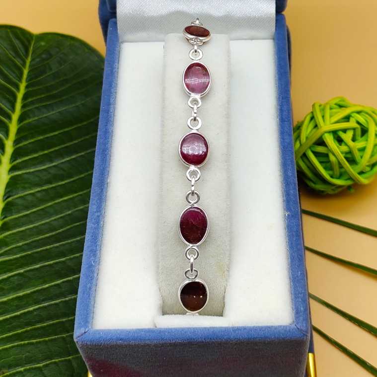 925 Sterling Silver Handmade Bezel Oval Tourmaline Bracelets