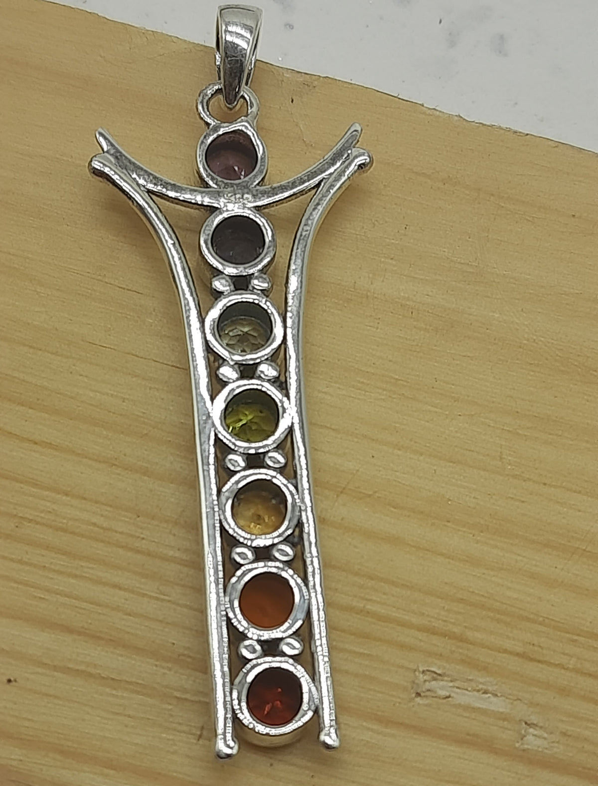 7 Chakra Healing Spiritual Bezel 925 Silver Dainty Necklace