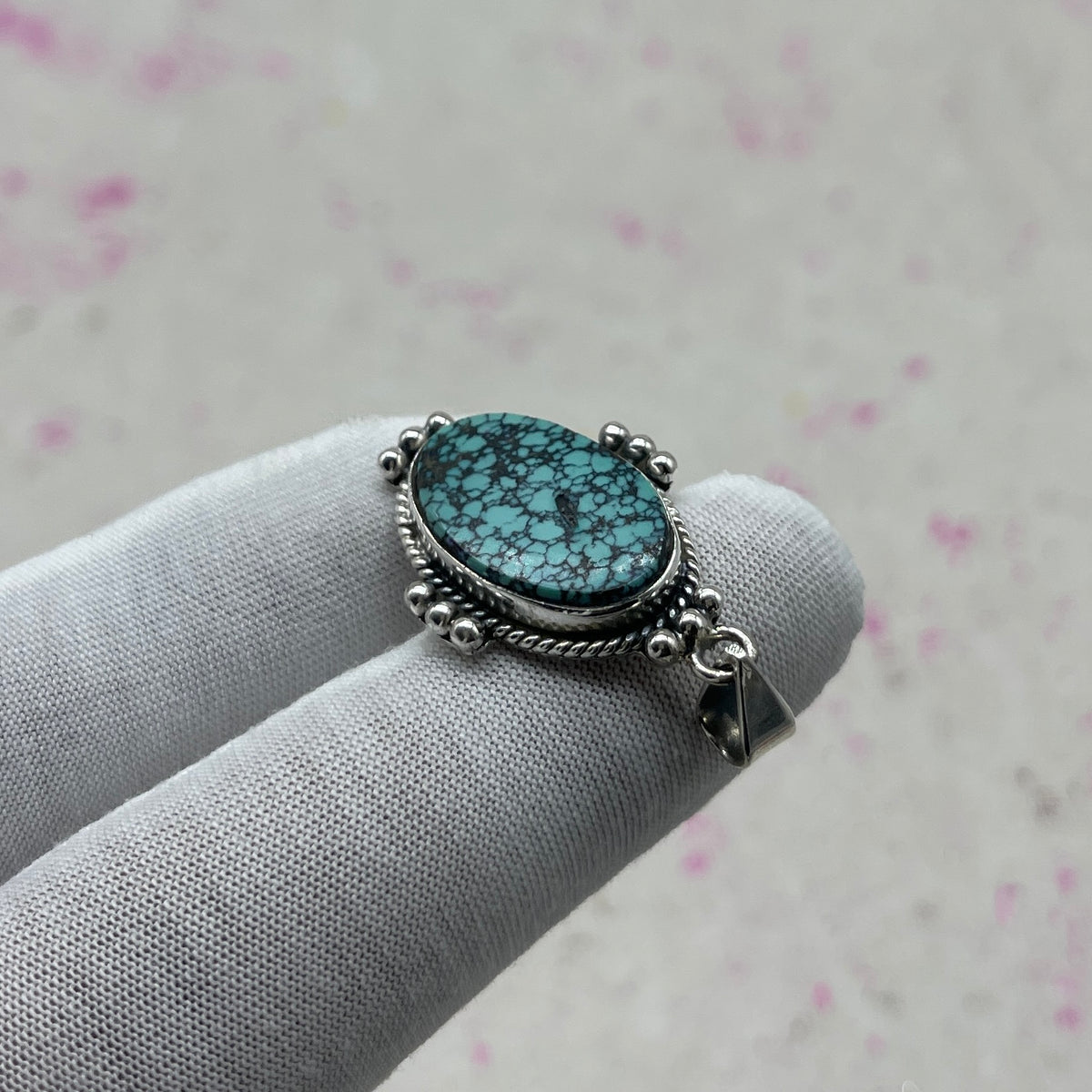 Tibet Turquoise 925 Sterling Silver Handmade Pendant | Ethnic Tribal Jewelry