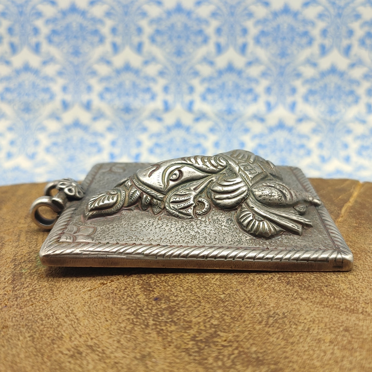 Tribal Ganesh Vintage Solid Silver Pendant Antique Finish Handmade One of a Kind