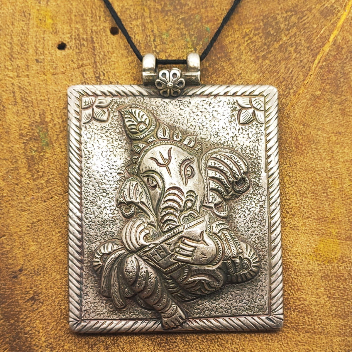 Tribal Ganesh Vintage Solid Silver Pendant Antique Finish Handmade One of a Kind