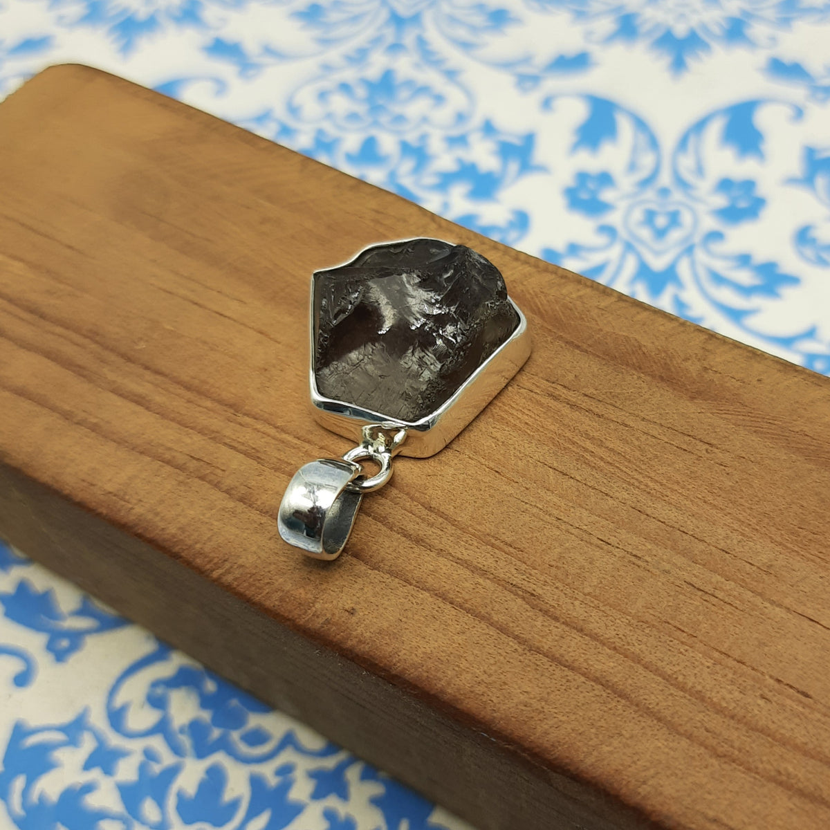 Smoky Quartz Protection Pendant – Handcrafted 925 Silver Boho Nepali Design