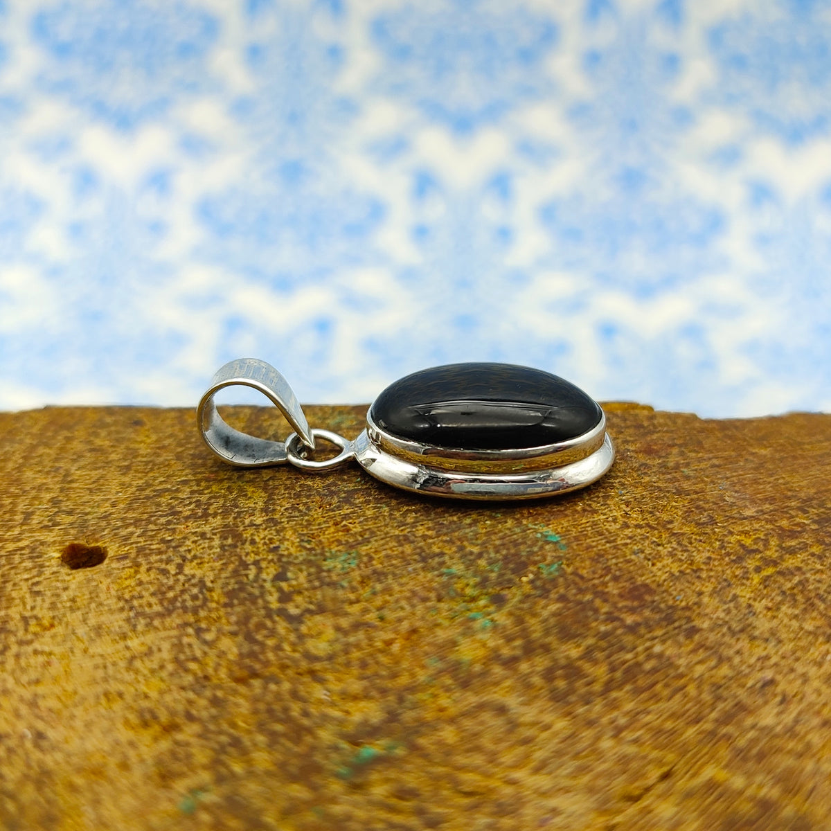 Black Onyx Nepali Bohemian Handmade Silver Pendant