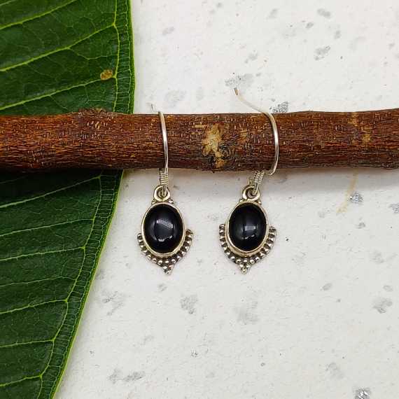 925 Sterling Silver Black Onyx Statement Earrings