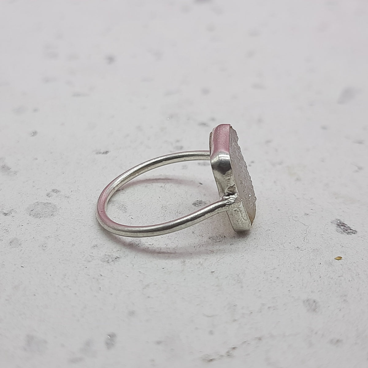 Druzy 925 Silver Bezel Simple Ring For Women