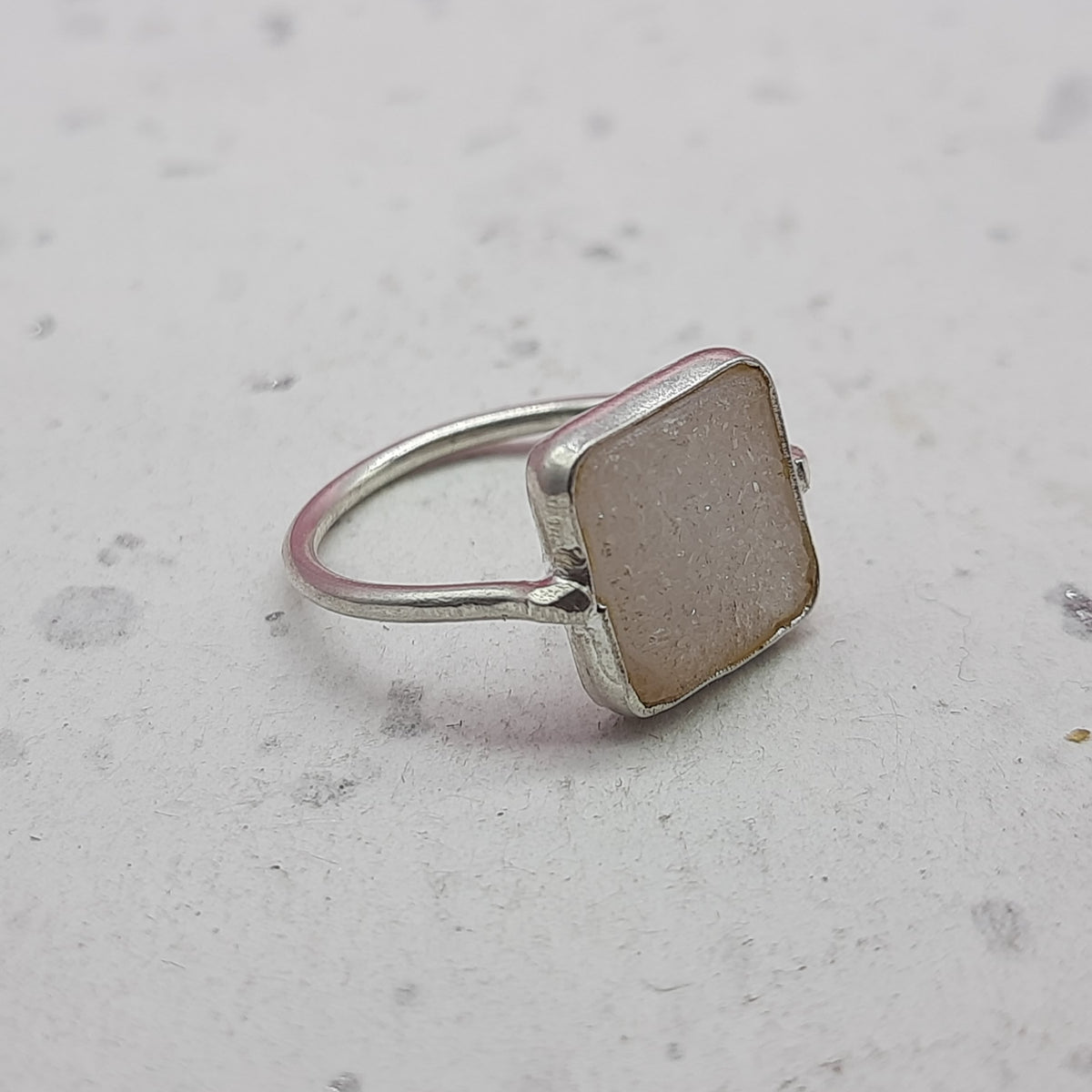 Druzy 925 Silver Bezel Simple Ring For Women