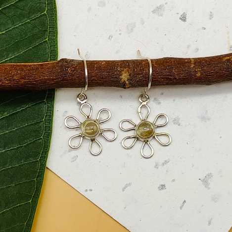 925 Sterling Silver Citrine Round Shape Earrings
