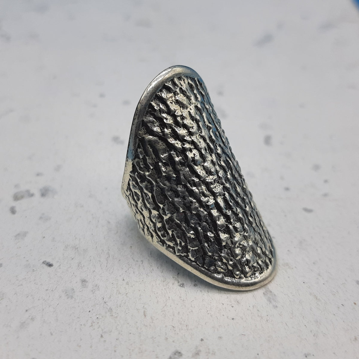Textured Pattern 925 Solid Silver Long Mandala Rings