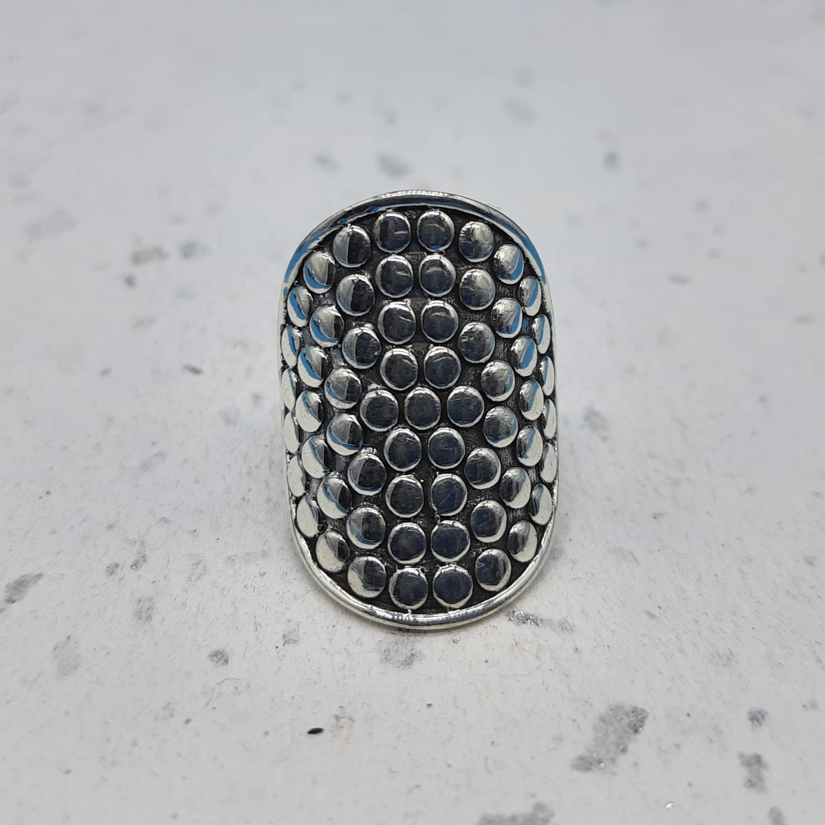 Textured Pattern 925 Solid Silver Long Mandala Rings