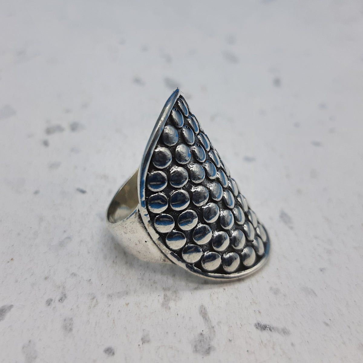 Textured Pattern 925 Solid Silver Long Mandala Rings