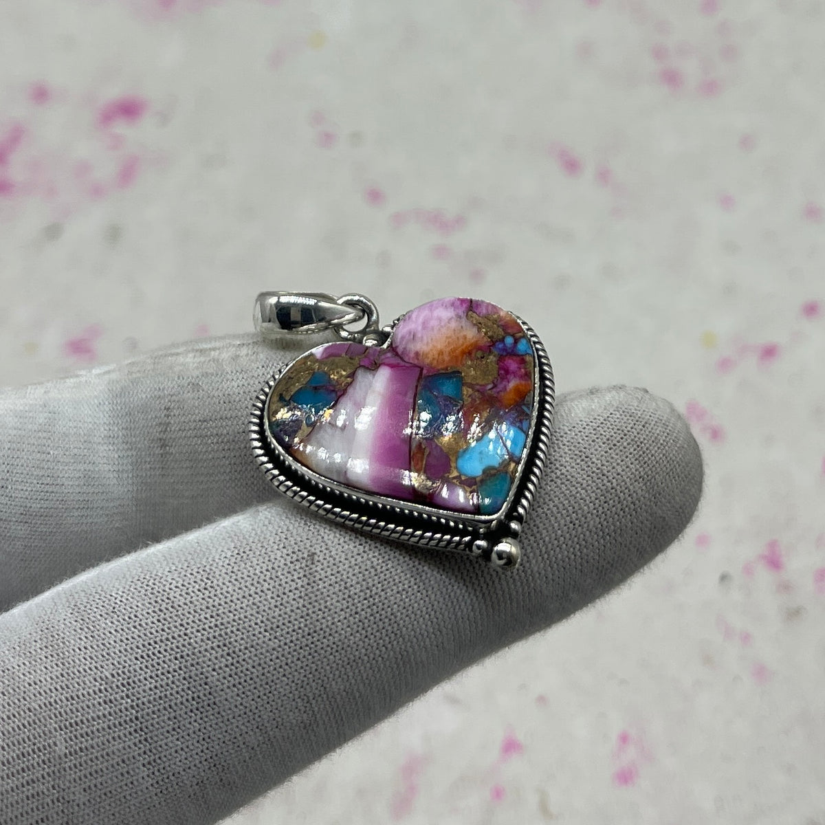 Spiny Oyster Turquoise 925 Sterling Silver Pendant – Handmade Boho Jewelry