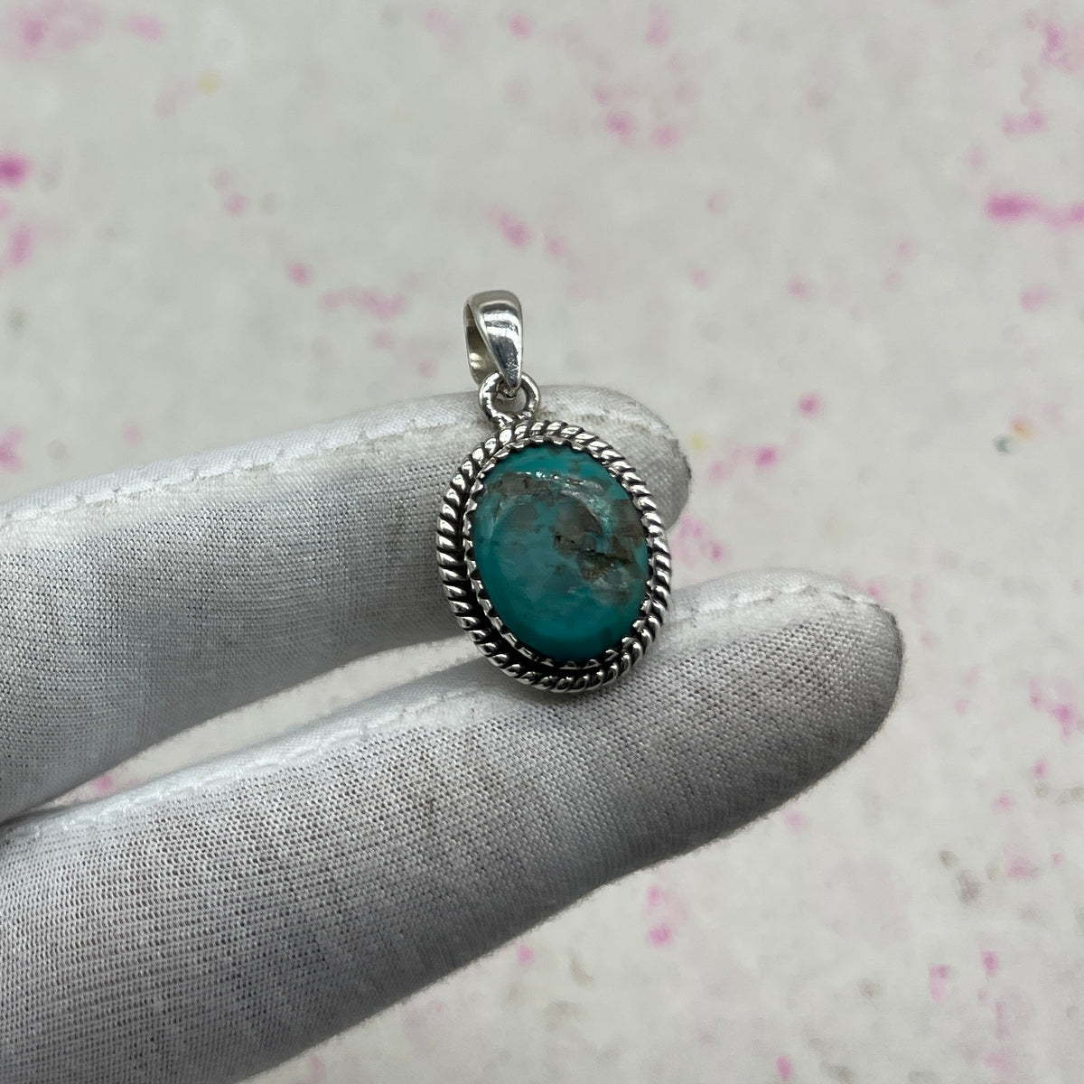 Turquoise Natural 925 Sterling Silver Pendant – Authentic Bohemian Jewelry