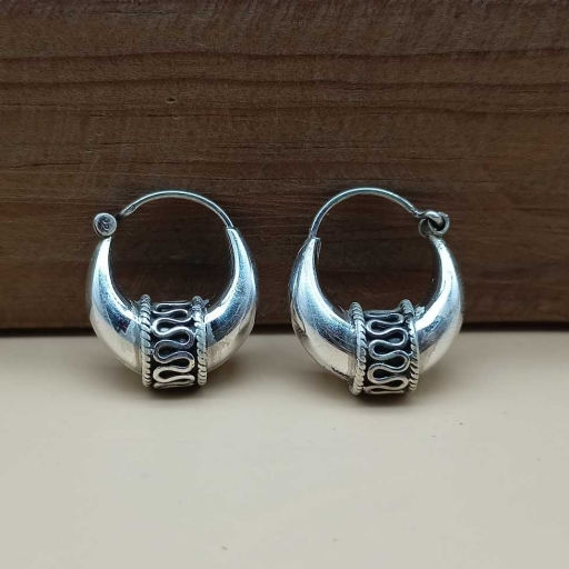 925 Sterling Silver Bohemian Oxidized Hoop Earring For Her Gift