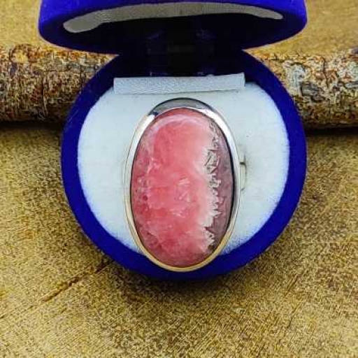 Adjustable 925 Sterling Silver Handmade Rhodochrosite Gemstone Ring