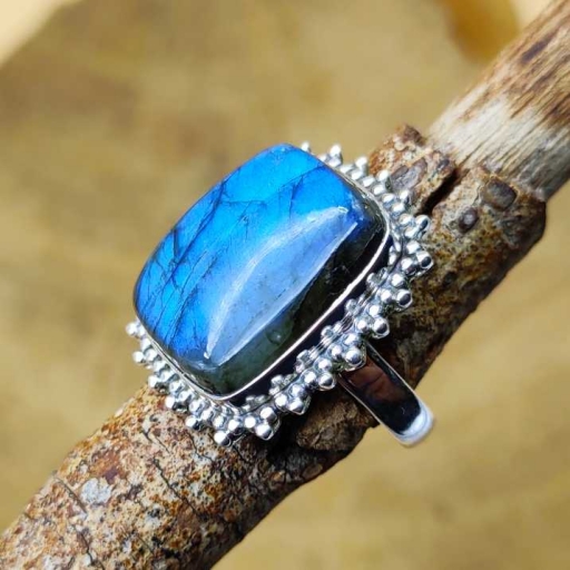 Natural Labradorite Gemstone 925 Sterling Silver Ring For Birthday Gift