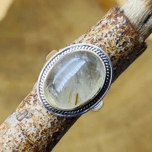 Rutile Quartz Gemstone 925 Sterling Silver Handmade  Ring