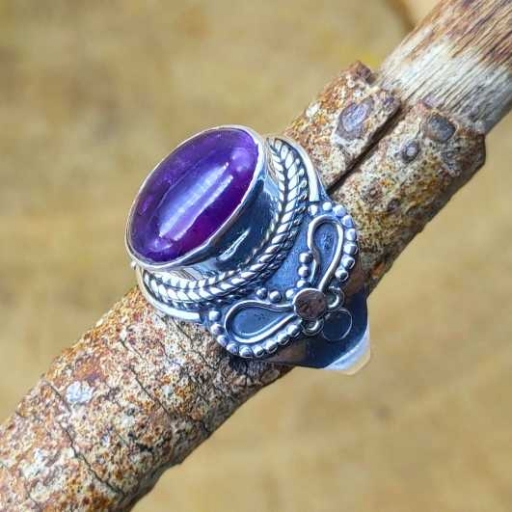 925 Sterling Silver Designer Natural Amethyst Gemstone Partywear Ring