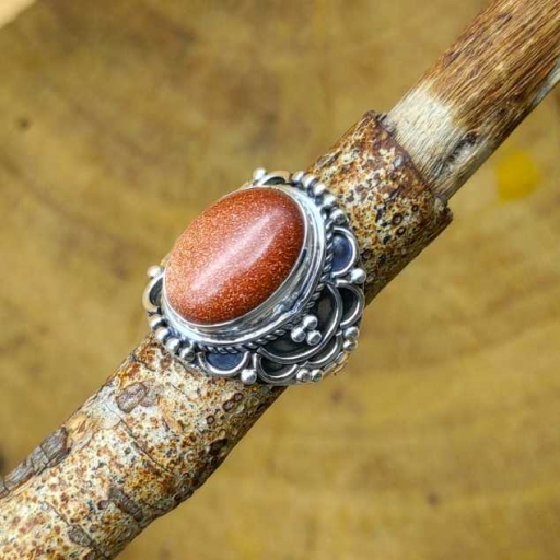 Synthetic Sunstone Gemstone Designer 925 Sterling Silver Ring