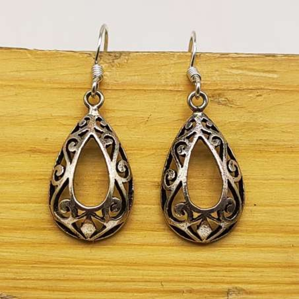 925 Sterling Silver Long Bohemian Handmade Boho Earring Jewelry