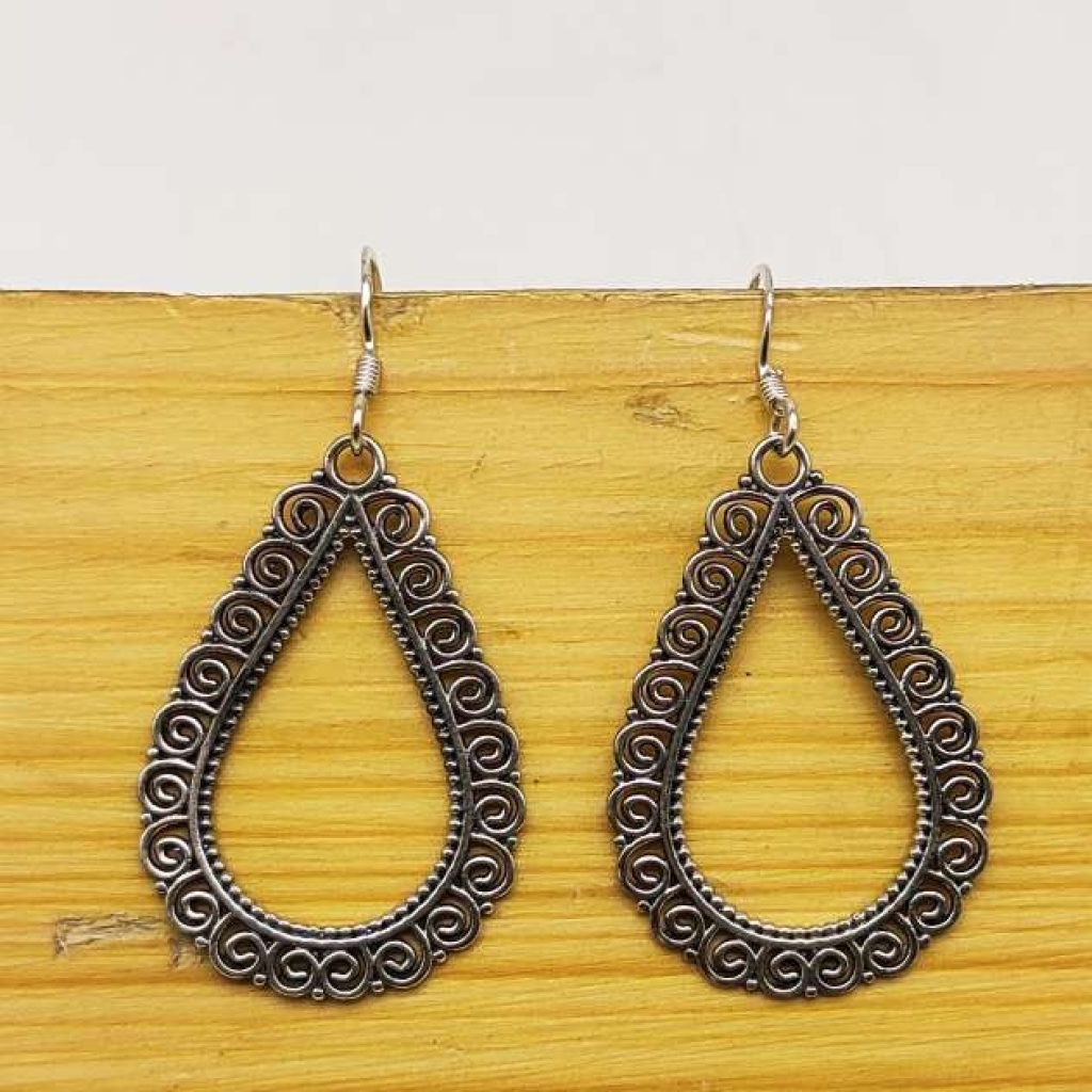 925 Sterling Silver Spiral Design Drop Handmade earring Jewelry