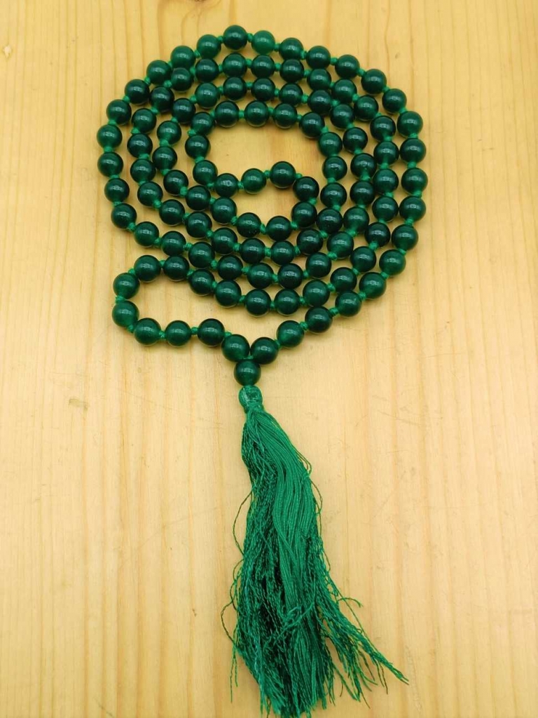 Natural Green Onyx Gemstone Handknotted 108 Beads Healing  Japa Mala