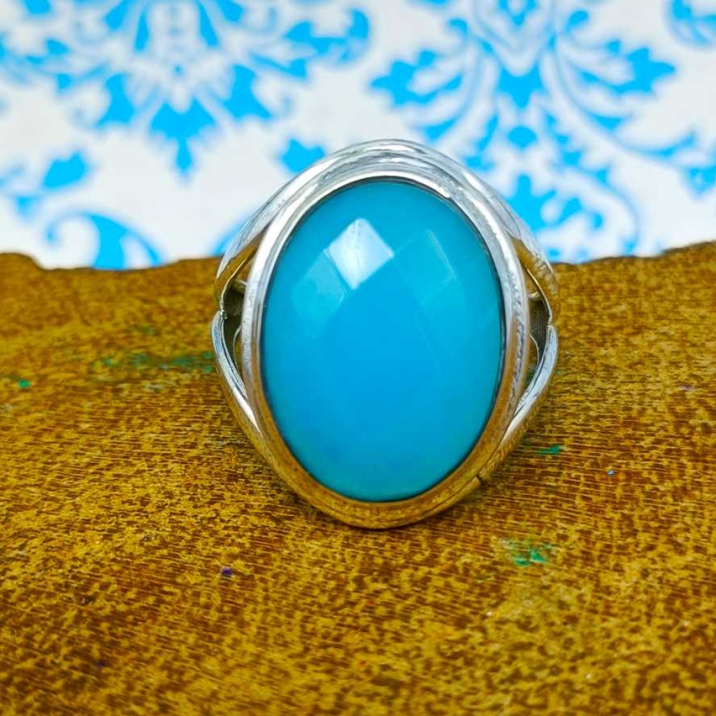 925 Sterling Silver Chalcedony Gemstone Oval Shape Handmade Ring