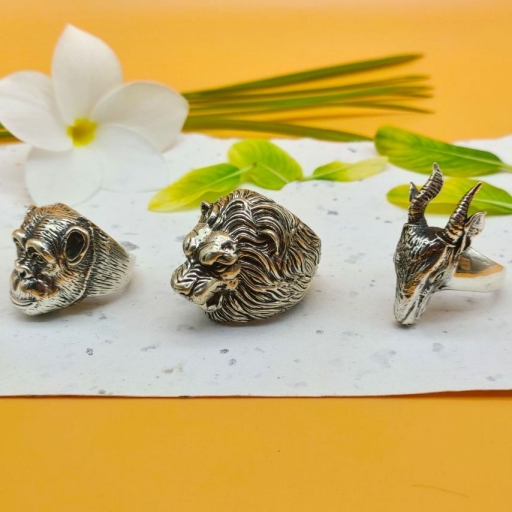 925 Sterling Silver Handmade Gorilla Face Bohemian Designer Men's Ring