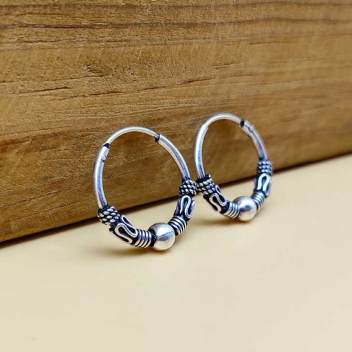 Handmade 925 Sterling Silver Traditional Bohemian Hoop Earring