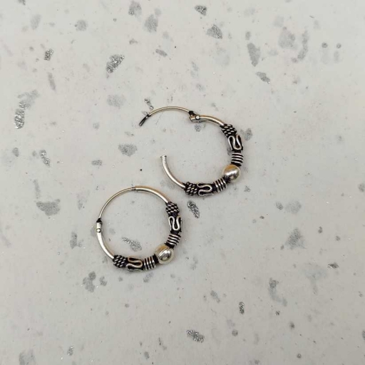 Handmade 925 Sterling Silver Traditional Bohemian Hoop Earring