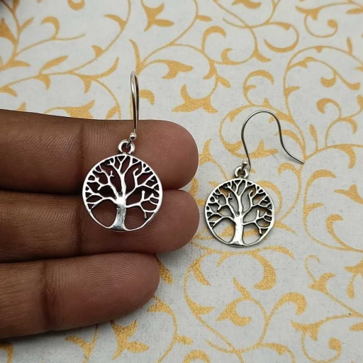 Tree Of Life Design 925 Sterling Silver Earring Bohemian