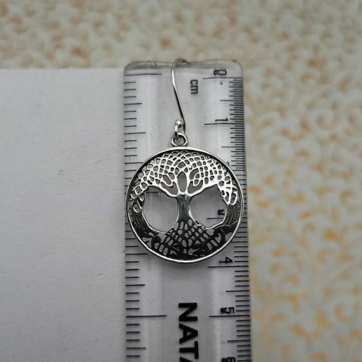 Heavy Work Tree Of Life Design 925 Sterling Silver Earring Bohemian