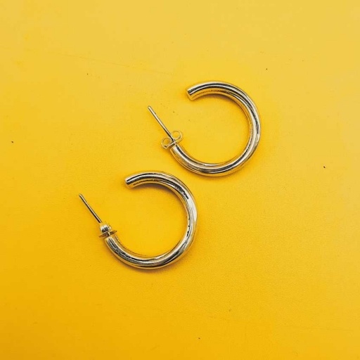 925 Sterling Silver Twisted Wire Design Stud Hoop Earring