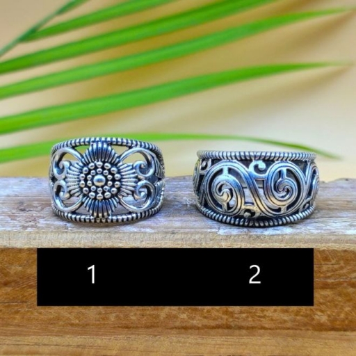 Handmade Bohemian Party Wear 925 Silver Spiral Jali Work Ring