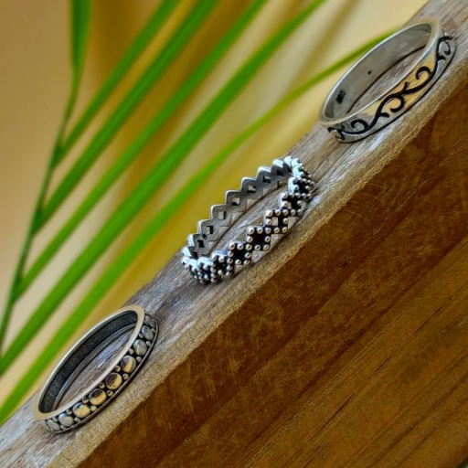 Sugarcane Design Handmade 925 Sterling Silver Stacking Ring