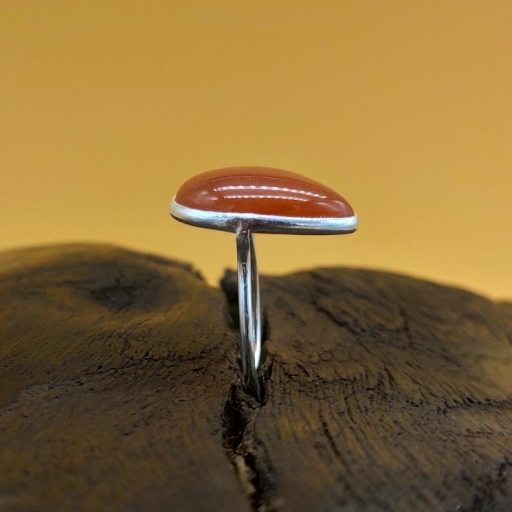 Teardrop Shape Carnelian Gemstone 925 Sterling Silver Handmade Bezel Sober Ring