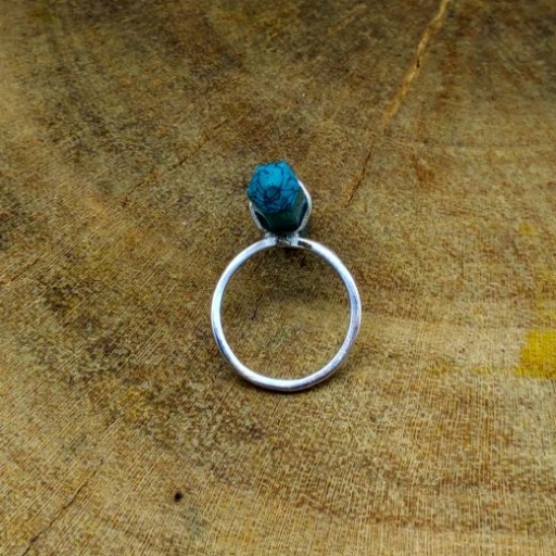 925 Sterling Silver Turquoise  Gemstone Pencil Shape Handmade Ring