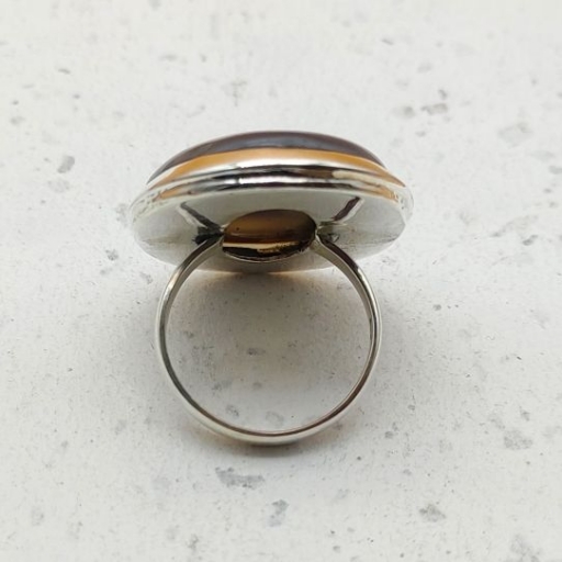 925 Sterling Silver Agate Gemstone Designer  Oval Shape Ring