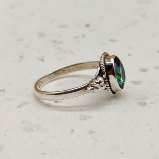 925 Sterling Silver Mystic Topaz Designer Oval Shape Ring For Her