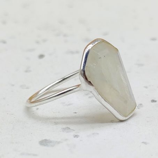 925 Sterling Silver Moonstone Gemstone Fine Dainty Ring