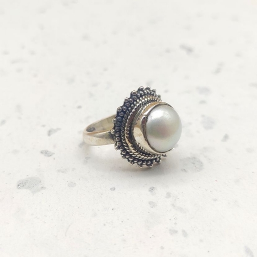 Natural Pearl Designer 925 Sterling Silver Bohemian Ring For Her