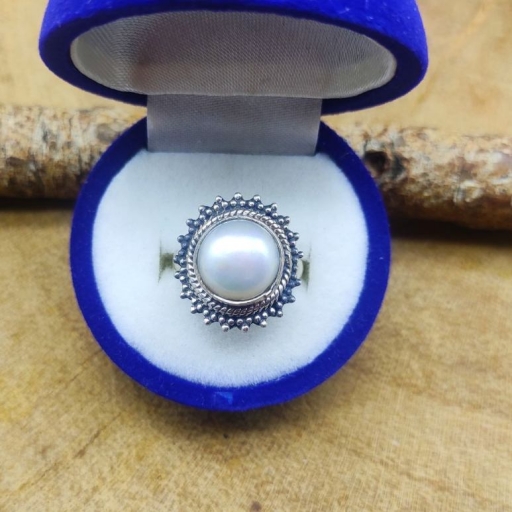 Natural Pearl Designer 925 Sterling Silver Bohemian Ring For Her